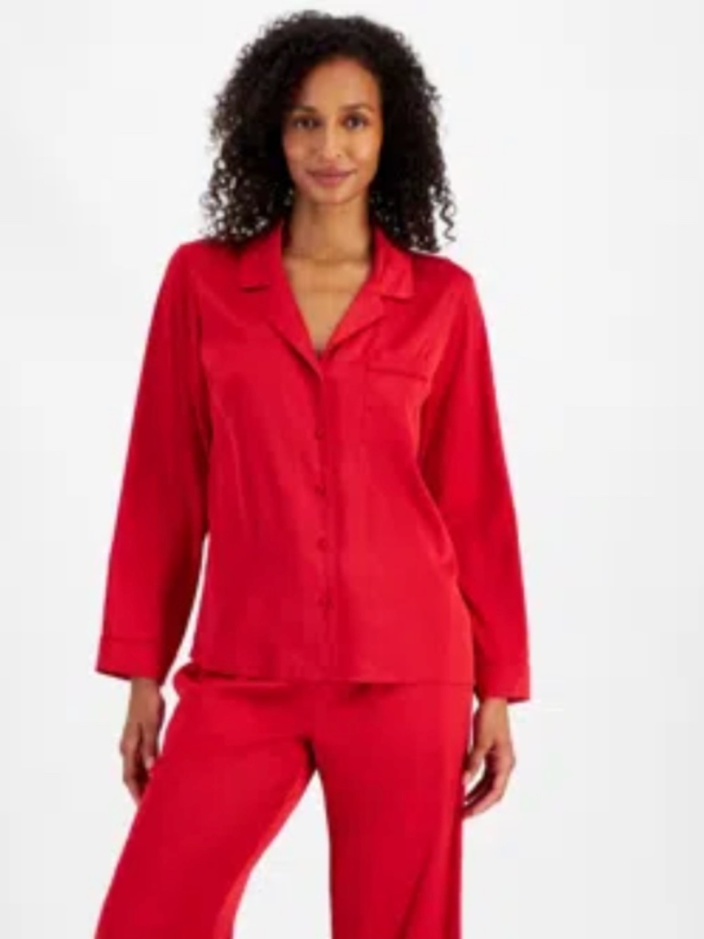 INC INTERNATIONAL CONCEPTS Women's Printed Satin Long Pajama TOP NWT